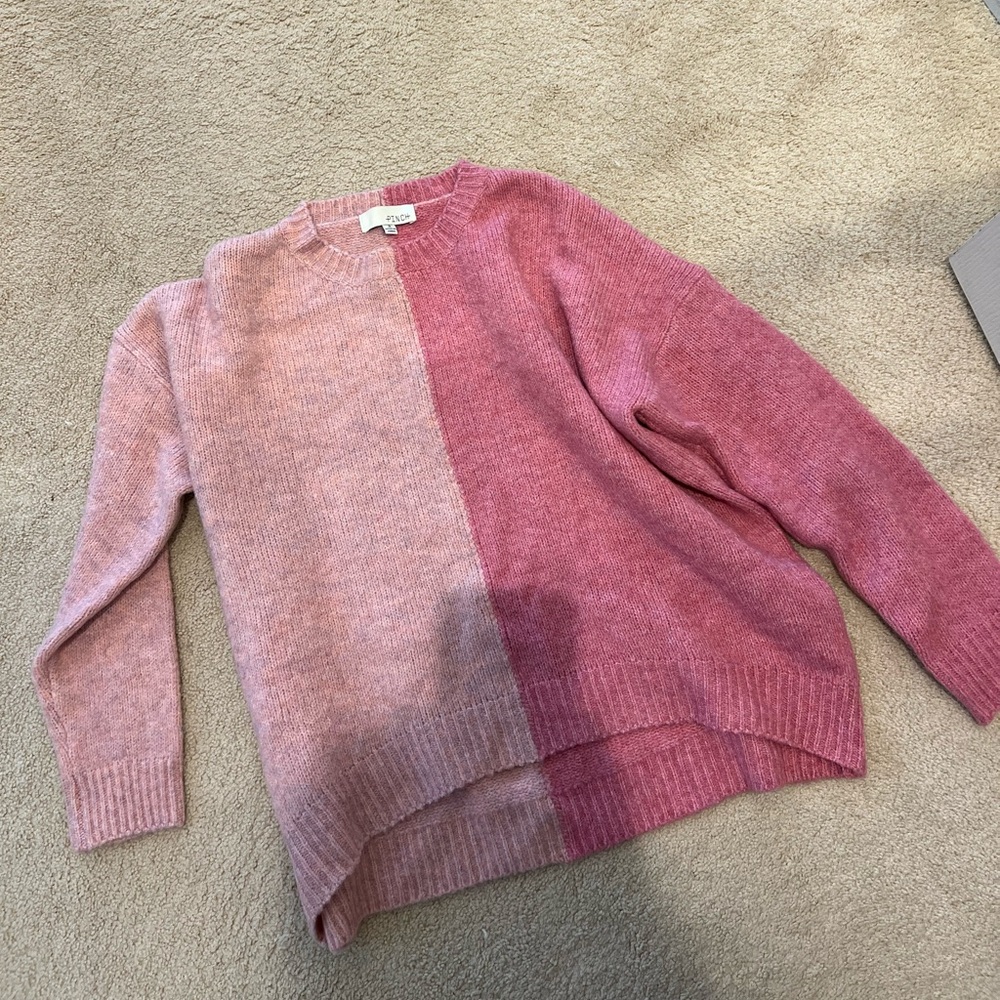 Pinch Pink Crew Neck Sweater with Colorblock Design